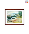 Boats Moored on a River Bank by Shyamal Ganguly (21 x 30 inches)