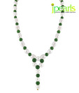 Jpearls Charming White & Green Pearl Necklace