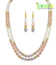 Jpearls 2 String Classic Pearl Necklace Set