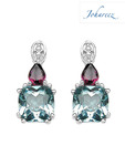 Johareez Blue Topaz & Rhodolite Earrings