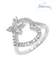 Johareez White Cubic Zircon Heart Ring