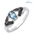 Johareez Blue Topaz & Black Diamond Ring