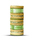 Aadya Set Of Green & Golden Lac Bangles