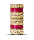 Aadya Exclusive Set Of Pink & Golden Lac Bangles