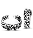 Revlis Sterling Silver Curly Wave Design Toe Ring