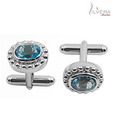 Silvera Magnificent Blue Topaz Studded Sterling Silver Cufflinks