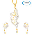 Vendee CZ Studded Shimmery Pendant Set