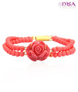 Nisa Pearls Pink Floral Synthetic Coral Bracelet