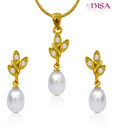 Nisa Pearls Finely Polished Drop Down Pearl Pendant Set