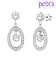 Peora Glittering Oval CZ Sterling Silver Earrings