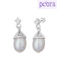 Peora Cz Oval Solitaire Sterling Silver Earrings