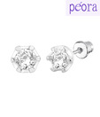 Peora Sterling Silver Cz Dazzling Round Earrings