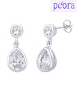 Peora Tear Drop Cz Sterling Silver Earrings