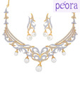 Peora Ethnic Pearl Fantasy Gold and Rhodium Plated Necklace Set