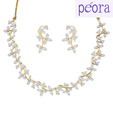 Peora 18 Karat Gold and Rhodium Plated Curly Design Necklace Set