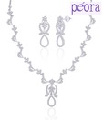 Peora Dainty Chic Rhodium Plated Necklace Set