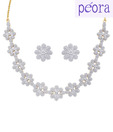 Peora Floral Design 18 Karat Gold and Rhodium Plated Necklace Set