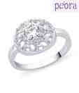 Peora Glamorous CZ Studded Sterling Silver Ring