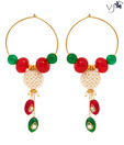 Vatika Ravishing Drop Style Fusion Stone Earrings