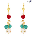 Vatika Cluster Drop Fusion Stone Kundan Hanging Earrings