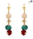 Vatika Stylish Drop Style Fusion Stone Kundan Hanging Earrings