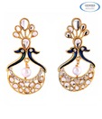 Vendee Blue AD Studded Peacock Earrings