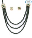 Vendee Chic Green Austrian Diamonds Studded Necklace Set