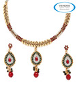 Vendee Austrian Diamonds Studded Copper Necklace Set