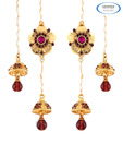 Vendee Ornate Long Purple Floral Earrings