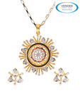 Vendee Zircon Adorned Ornate Pendant Set