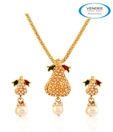Vendee Beads Adorned Glitzy Pendant Set