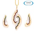 Vendee Shimmering CZ Studded Pendant Set
