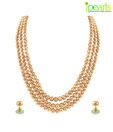 Jpearls Enticing 3 String Peach Pearl Set