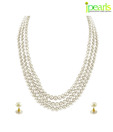 Jpearls Exquisite 3 String White Pearl Set
