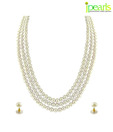 Jpearls Ethnic 3 String White Pearl Set