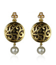 Kshitij Round Gold Plated Pearl Earrings