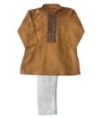 Exclusive From Jaipur Brown & White Kurta Pajama For Kids For Kids