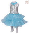 Kilkari Turquoise Blue Frilled Halter Frock For Kids
