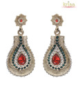 Kriaa Classic Maroon+Green Earrings