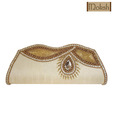 Moksh Cream & Golden Abstract Embellished Clutch