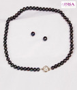 Nisa Pearls Black Pearl Single String Necklace Set