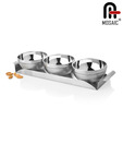 Mosaic Stainless Steel 4Pcs Snack Bowl Tray Set