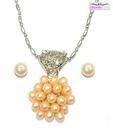 Niharikaa Pearls Oval Peach Pearl Necklace Set