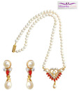 Niharikaa Pearls Amazing Red CZ Necklace Set