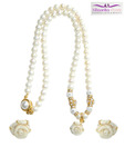 Niharikaa Pearls White Coral Flower Necklace Set