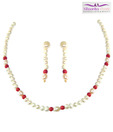 Niharikaa Pearls Red & White Pearl Set