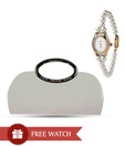 Oleva White Croc Print Embellished Clutch With Free Women