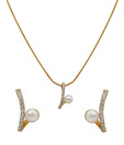 Oleva Dainty Gold Plated Pearl Pendant Set