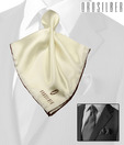 Orosilber Classic White-Brown Silk Pocket Square