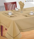 Swayam Beige Cotton Table Sheet For Six Seater